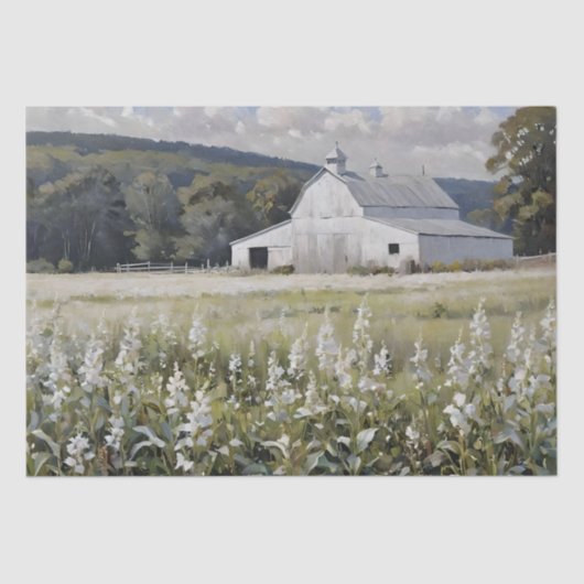 Witte Standvastige Schuur Decoupage Tissuepapier (Voorkant)