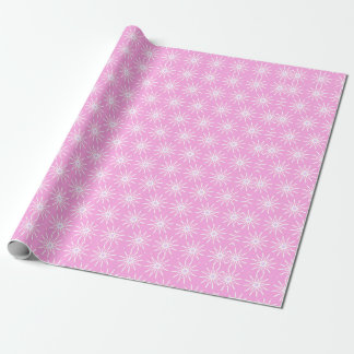 Witte Starburst bloemen op roze Cadeaupapier