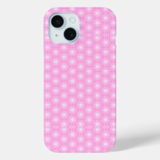 Witte Starburst bloemen op roze iPhone 15 Case