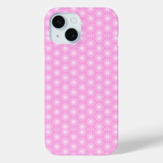 Witte Starburst bloemen op roze Case-Mate iPhone Case (Achterkant)