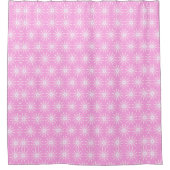 Witte Starburst bloemen op roze Douchegordijn (Voorkant)