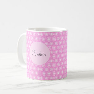 Witte Starburst bloemen op roze Koffiemok