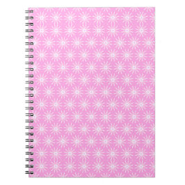 Witte Starburst bloemen op roze Notitieboek