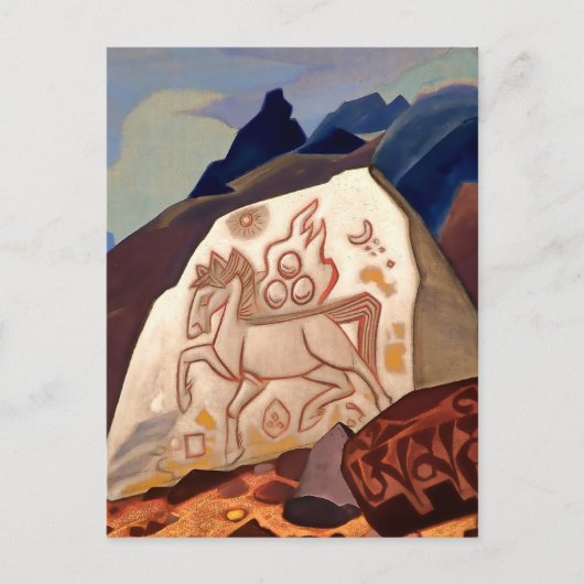 “Witte Steen - Paard van Geluk” door Nicholas Roe Briefkaart (Voorkant)