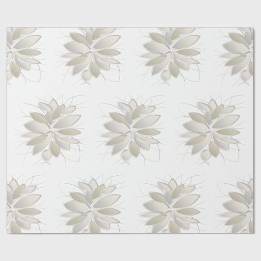 witte steenbladen cadeaupapier (Vlak)