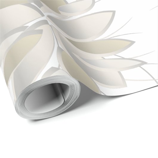 witte steenbladen cadeaupapier (Rol Hoek)