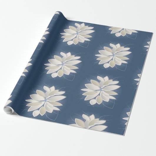 witte steenbladen cadeaupapier (Uitgerold)