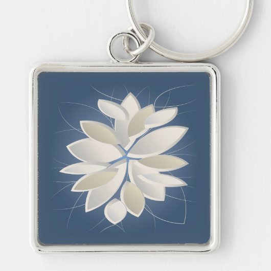 witte steenbladen sleutelhanger (Voorkant)