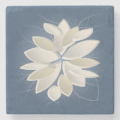 witte steenbladen stenen onderzetter (Voorkant)