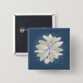 witte steenbladen vierkante button 5,1 cm (Voorkant /achterkant)