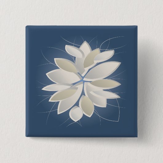 witte steenbladen vierkante button 5,1 cm (Voorkant)