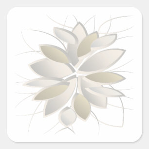 witte steenbladen vierkante sticker