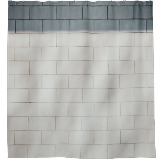 Witte steenwand douchegordijn (Voorkant)