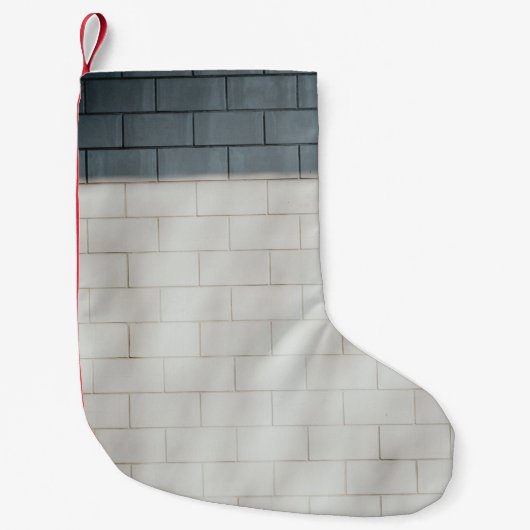 Witte steenwand kleine kerstsok (Voorkant)