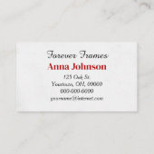 Witte steile boog op rood visitekaartje (Achterkant)