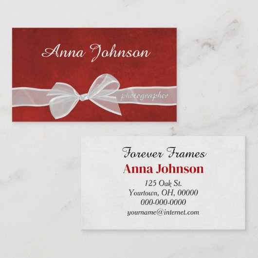 Witte steile boog op rood visitekaartje (Voorkant / Achterkant)
