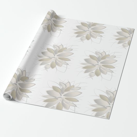 witte stenen bloemblaadjes cadeaupapier (Uitgerold)