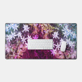 Witte ster bloem Desk Mat (Keyboard & Muis)