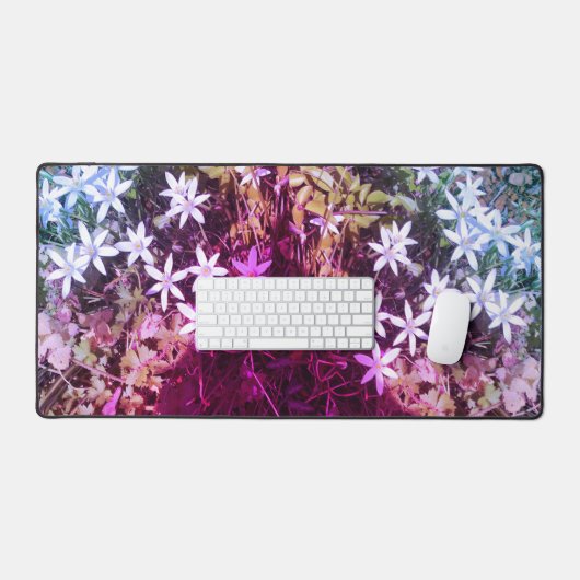 Witte ster bloem Desk Mat (Keyboard & Muis)