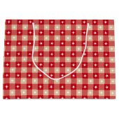 Witte Ster Gingham Landelijke Feestdagen Groot Cadeauzakje (Voorkant)
