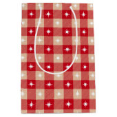 Witte Ster Gingham Landelijke Feestdagen Medium Cadeauzakje (Voorkant)