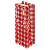 Witte Ster Gingham Landelijke Feestdagen Wijn Cadeautas (Achterkant Gekanteld)