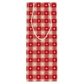 Witte Ster Gingham Landelijke Feestdagen Wijn Cadeautas (Achterkant)