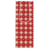 Witte Ster Gingham Landelijke Feestdagen Wijn Cadeautas (Voorkant)