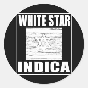 WITTE STER INDICA RONDE STICKER