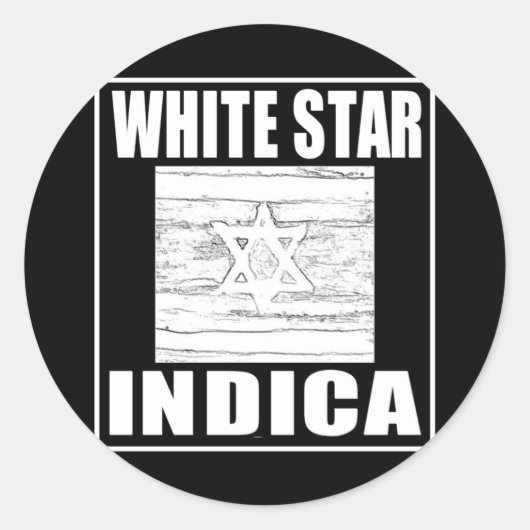 WITTE STER INDICA RONDE STICKER (Voorkant)