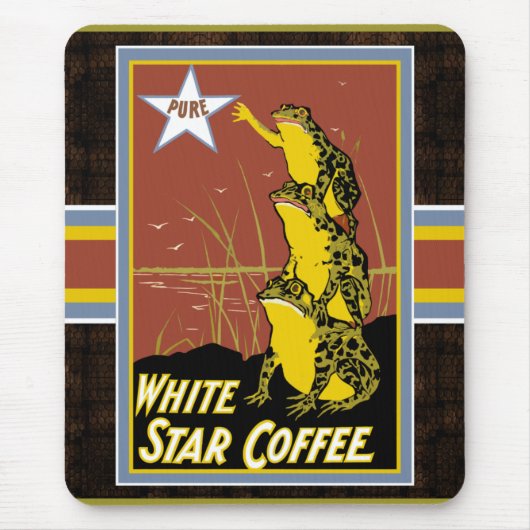 Witte Ster Kikker Mousepad Muismat (Voorkant)