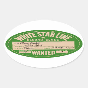 Witte Ster Lijn (aan te passen) Ovale Sticker