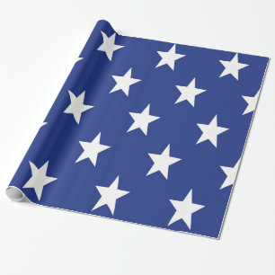 Witte ster op blauwe achtergrond cadeaupapier