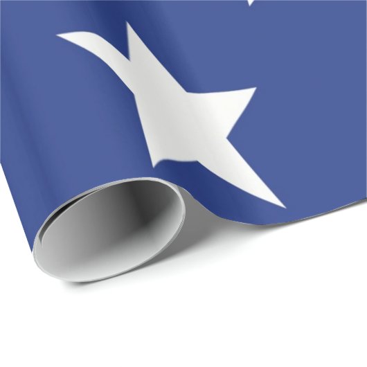 Witte ster op blauwe achtergrond cadeaupapier (Rol Hoek)