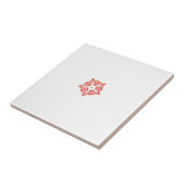 Witte ster rode omtrek witte achtergrondkeramiek tegeltje (Zijkant)