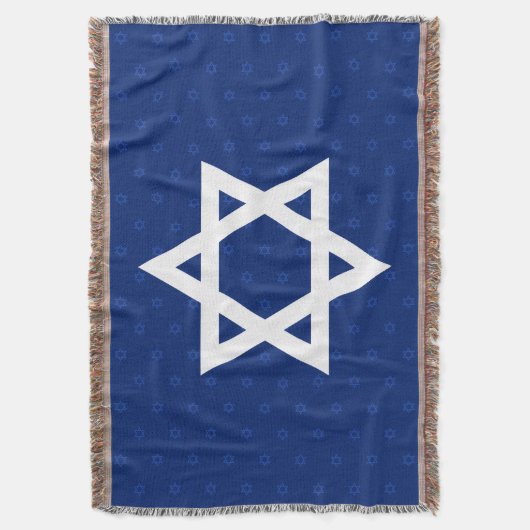 Witte ster van David Navy Blue Deken (Voorkant Verticaal)