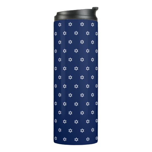 Witte ster van David Navy Blue Thermosbeker (Gedraaid links)