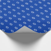 Witte Ster van David op Blauw Cadeaupapier (Hoek)