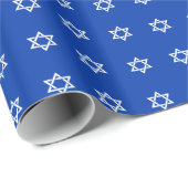 Witte Ster van David op Blauw Cadeaupapier (Rol Hoek)
