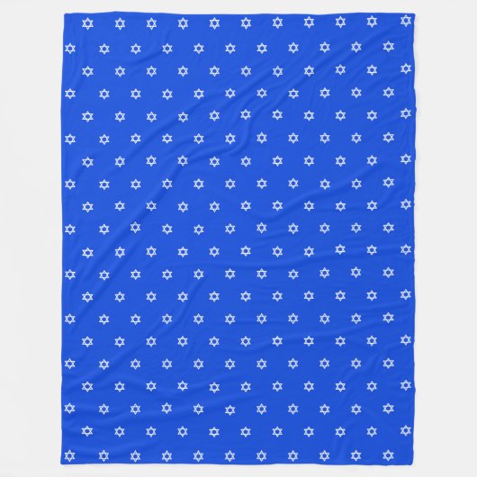 Witte ster van David Royal Blue Single Bedcover Fleece Deken (Voorkant)
