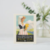 Witte Ster Vintage Poster 1931 Briefkaart (Staand voorkant)