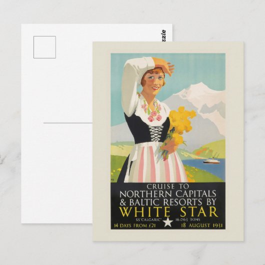 Witte Ster Vintage Poster 1931 Briefkaart (Voorkant / Achterkant)