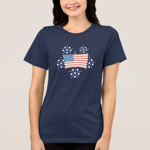 Witte Ster Vuurwerk en Pointillisme Vlag T-shirt