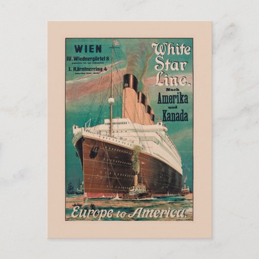 Witte Sterlijn Vintage Poster 1914 Briefkaart (Voorkant)
