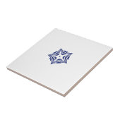 Witte sternavy blauwe omtrek witte achtergrond tegeltje (Zijkant)