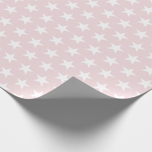 Witte Sterren Blush Roze Modern Chique Design Tren Cadeaupapier (Hoek)