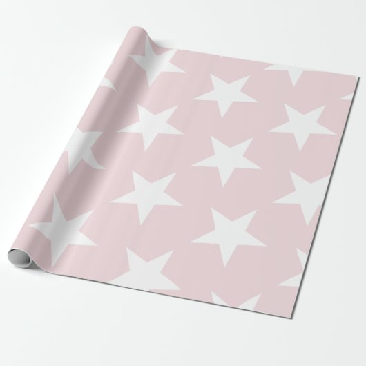 Witte sterren Blush roze moderne grafische vormgev Cadeaupapier (Uitgerold)