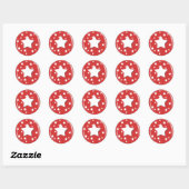 Witte sterren boven rood ronde sticker (Vel)