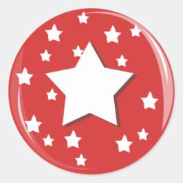 Witte sterren boven rood ronde sticker