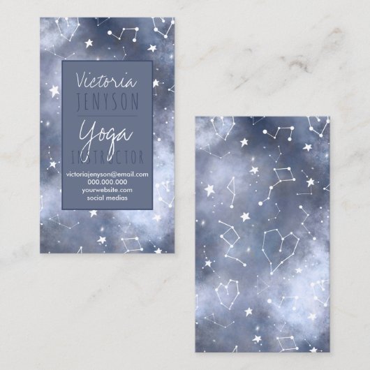 Witte sterren constellatie grijze blauwe nebula yo visitekaartje (Voorkant / Achterkant)